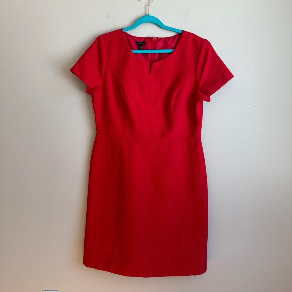 NWT Talbots Red Textured Fitted Cocktail Midi Dress 16